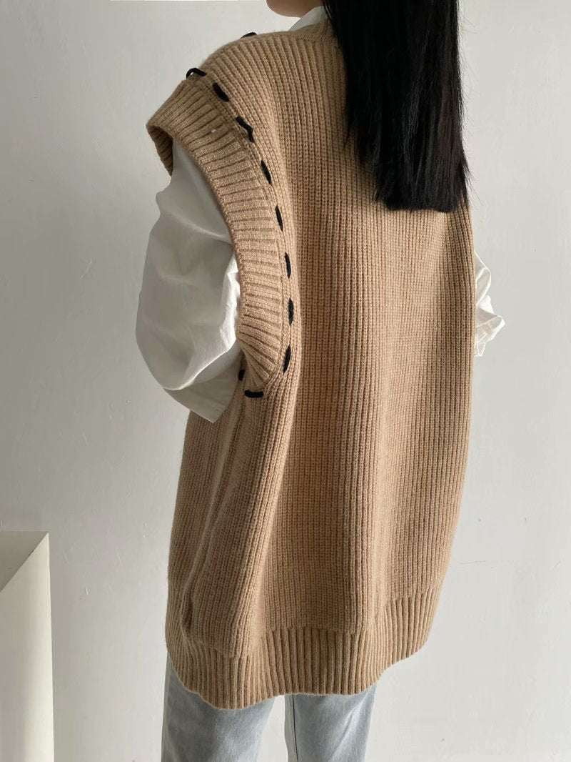 Sleeveless Knit Top, Stylish Sweater Vest, Women's Vest Fashion - available at Sparq Mart