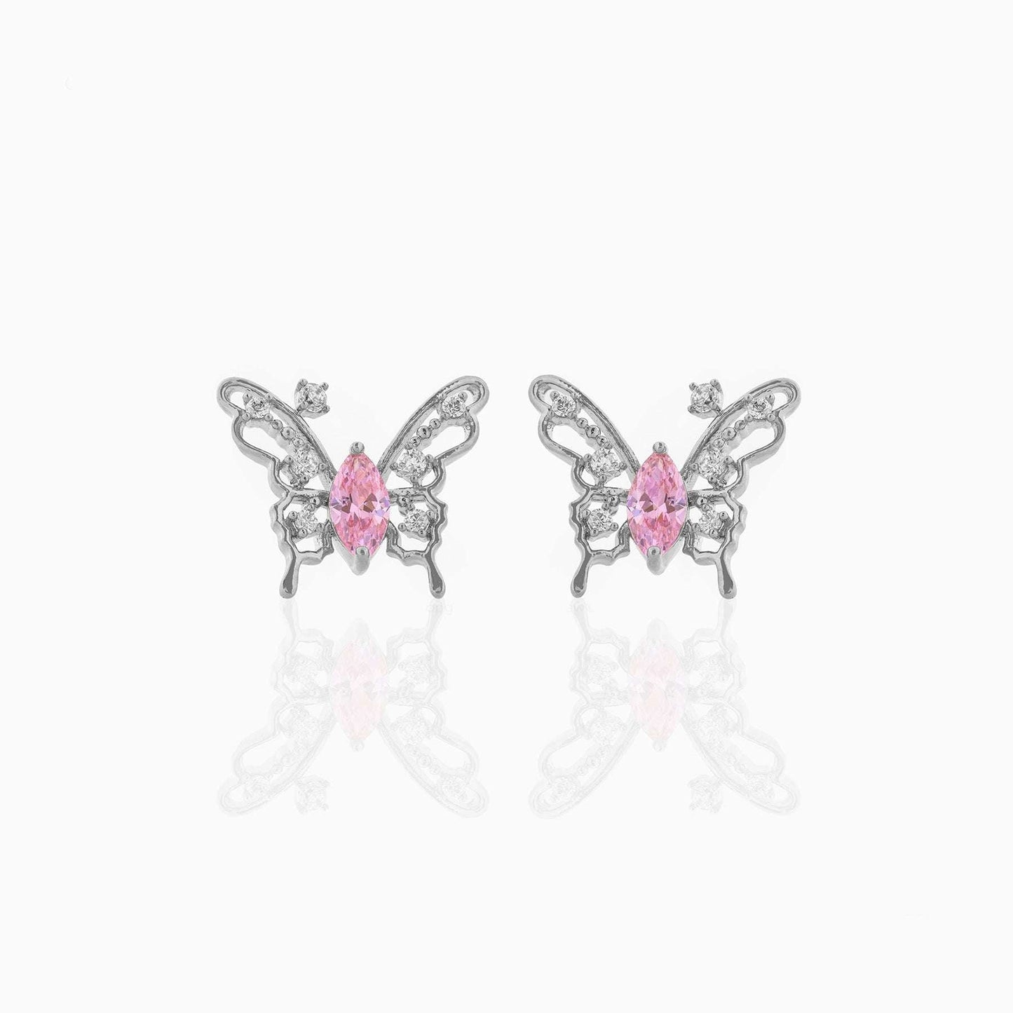 Elegant Women's Jewelry, Sterling Silver Butterfly, Zircon Stud Earrings - available at Sparq Mart